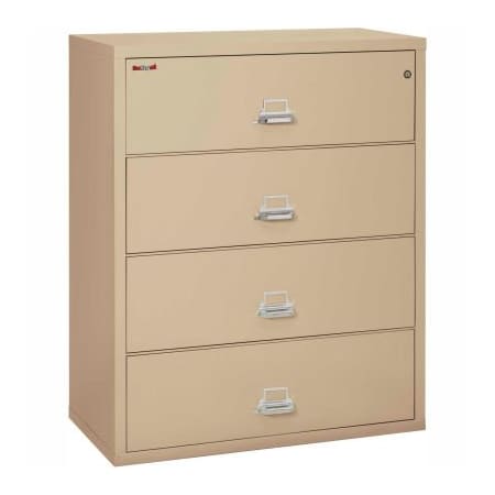 Fire King Fireking Fireproof 4 Drawer Lateral File Cabinet - Letter-Legal Size 44-1/2"W x 22"D x 53"H - Putty 44422CPA
